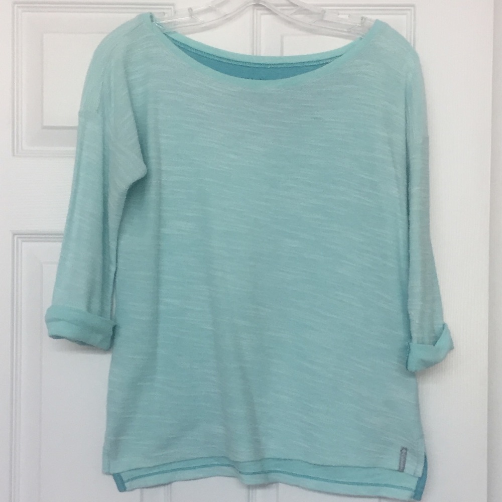 Columbia Coastal Escapes Light TURQUOISE Lightweight Soft Linen Look Top Sz XS